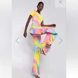 AKIRA BRIGHT LIIGHT TIE DYE WIDE LEGGING & TOP SET, S